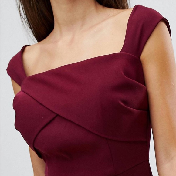 ASOS Yaura Thigh Split Maroon Evening Maxi Dress Gown Size 8 - Picture 2 of 11